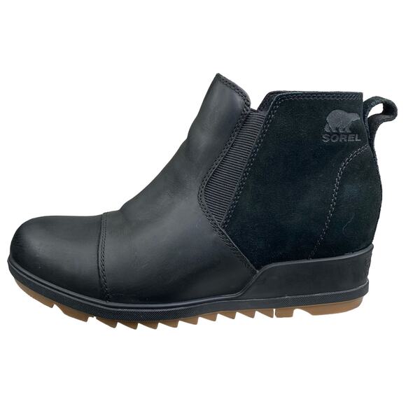 Sorel Women’s Evie Black Leather Suede Pull On Chelsea Boots Size US 8.5 - Picture 3 of 11